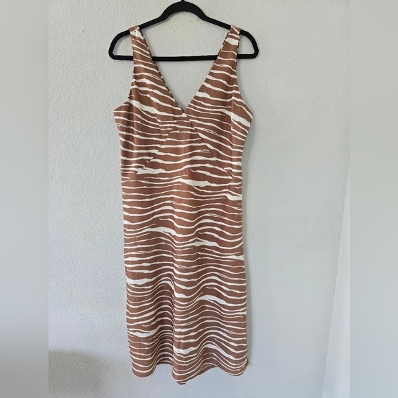 A New Day Slip Dress Women Beige Zebra Print Sz L Babydoll Minimalist New - Picture 4 of 15